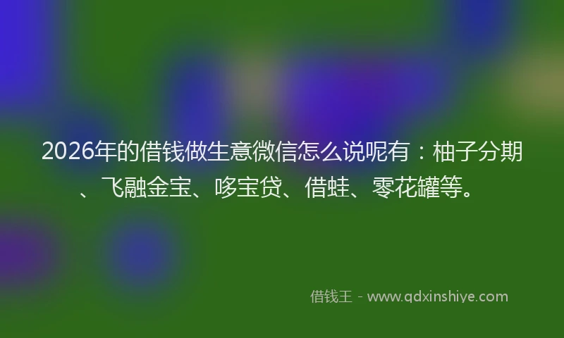 2026年的借钱做生意微信怎么说呢有：柚子分期、飞融金宝、哆宝贷、借蛙、零花罐等。