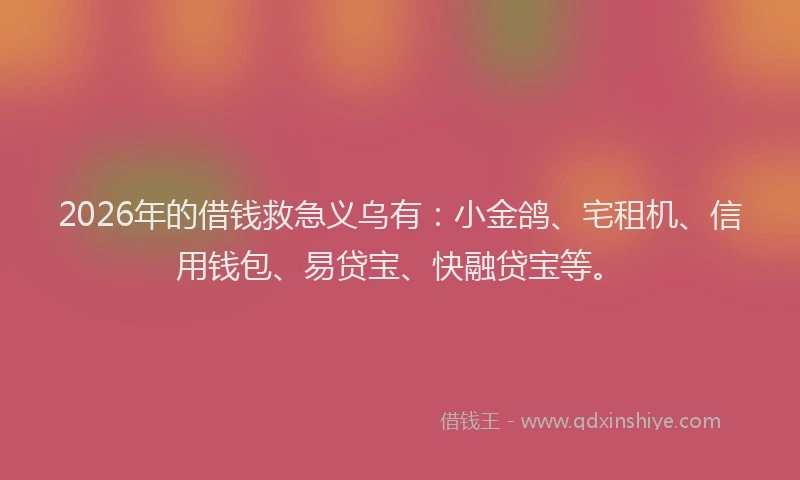 2026年的借钱救急义乌有:小金鸽、宅租机、信用钱包、易贷宝、快融贷宝等。