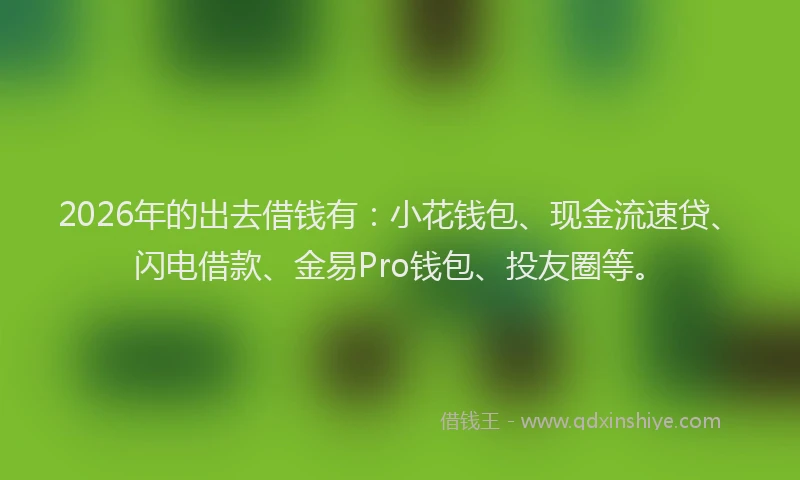 2026年的出去借钱有:小花钱包、现金流速贷、闪电借款、金易Pro钱包、投友圈等。