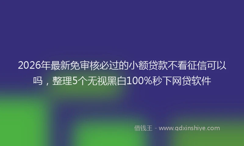 2026年最新免审核必过的小额贷款不看征信可以吗,整理5个无视黑白100%秒下网贷软件