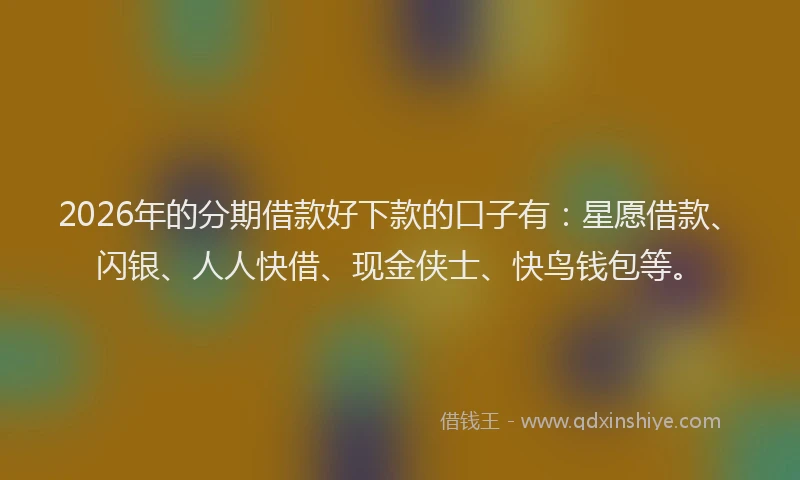 2026年的分期借款好下款的口子有:星愿借款、闪银、人人快借、现金侠士、快鸟钱包等。