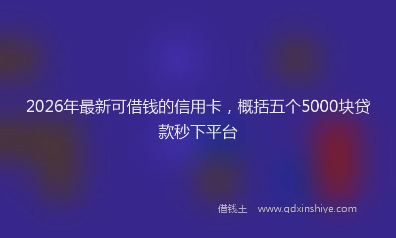 2026年最新可借钱的信用卡，概括五个5000块贷款秒下平台