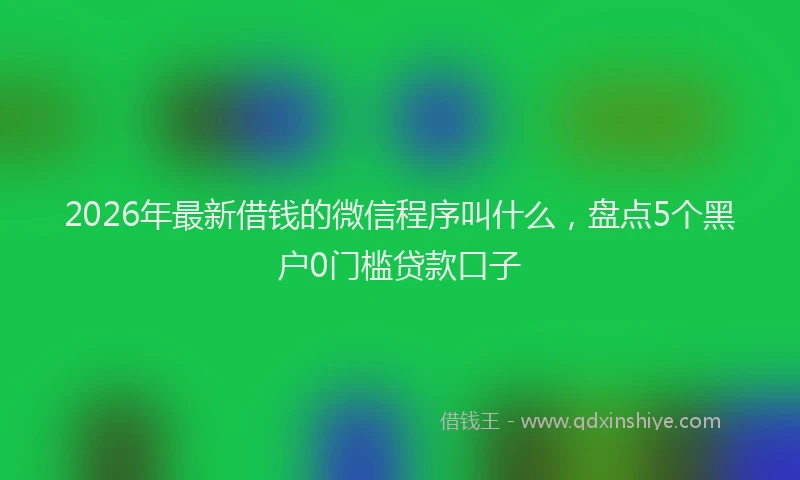 2026年最新借钱的微信程序叫什么，盘点5个黑户0门槛贷款口子