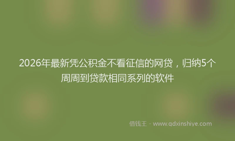 2026年最新凭公积金不看征信的网贷,归纳5个周周到贷款相同系列的软件