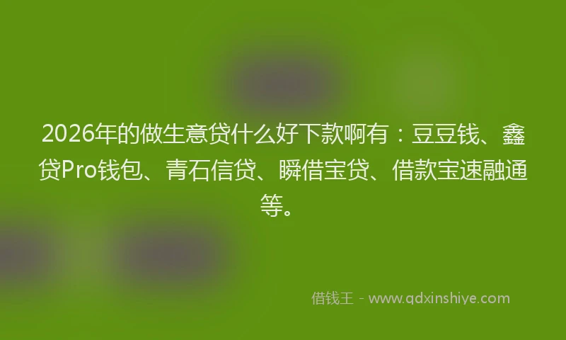 2026年的做生意贷什么好下款啊有：豆豆钱、鑫贷Pro钱包、青石信贷、瞬借宝贷、借款宝速融通等。