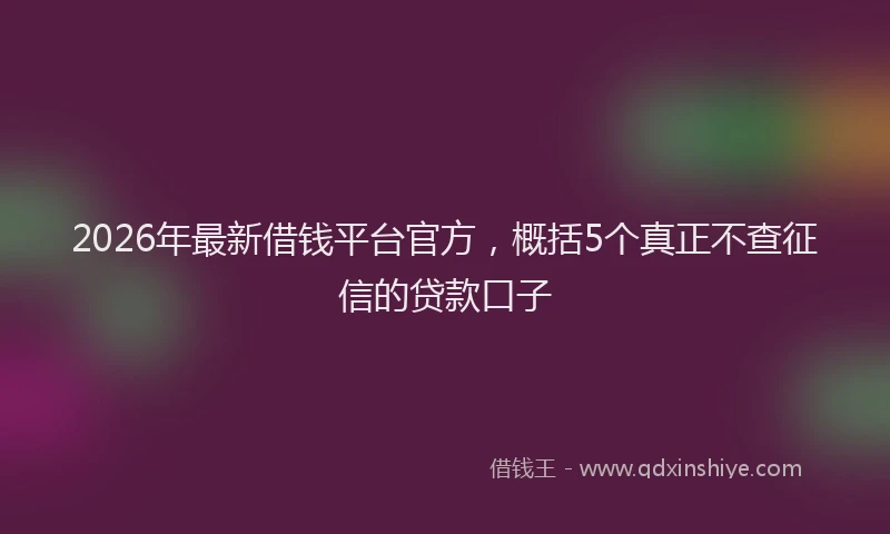 2026年最新借钱平台官方，概括5个真正不查征信的贷款口子