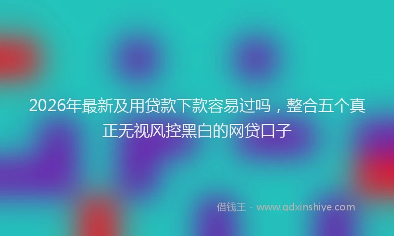 2026年最新及用贷款下款容易过吗，整合五个真正无视风控黑白的网贷口子
