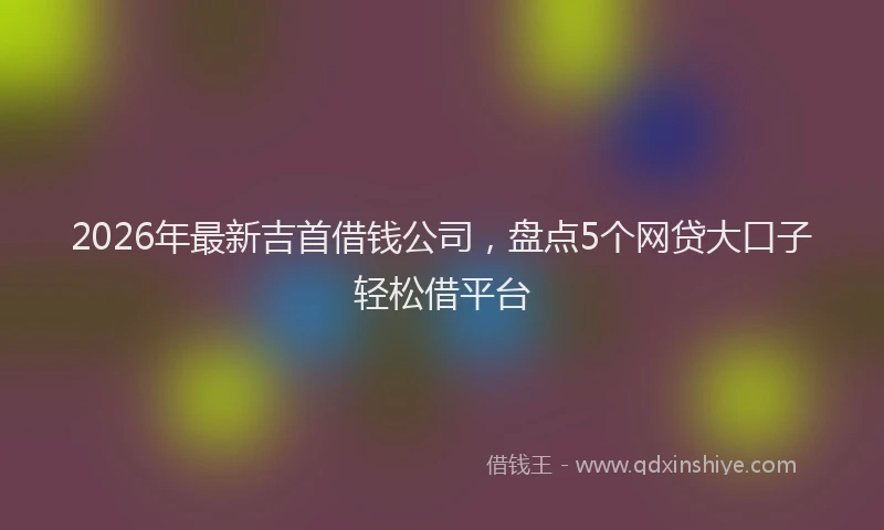 2026年最新吉首借钱公司,盘点5个网贷大口子轻松借平台