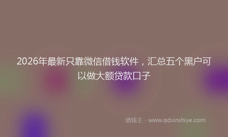 2026年最新只靠微信借钱软件，汇总五个黑户可以做大额贷款口子