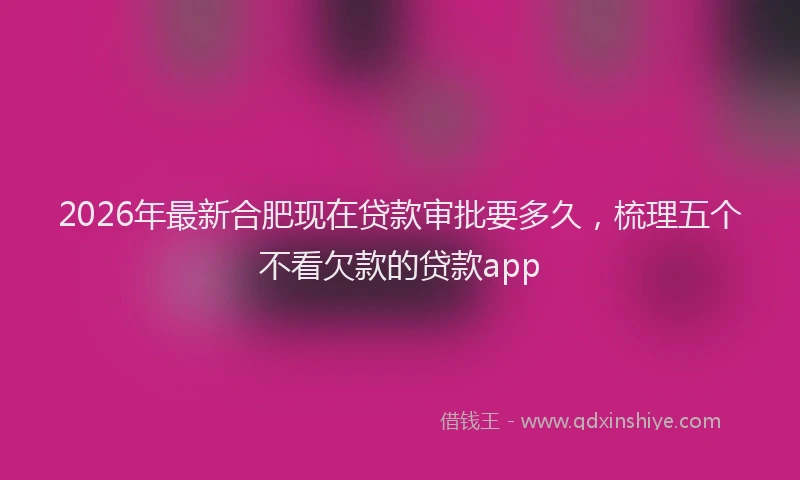 2026年最新合肥现在贷款审批要多久,梳理五个不看欠款的贷款app