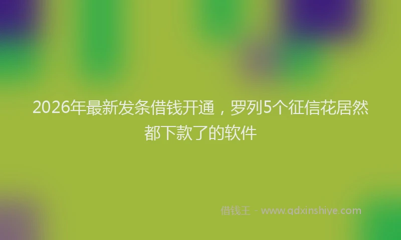 2026年最新发条借钱开通,罗列5个征信花居然都下款了的软件