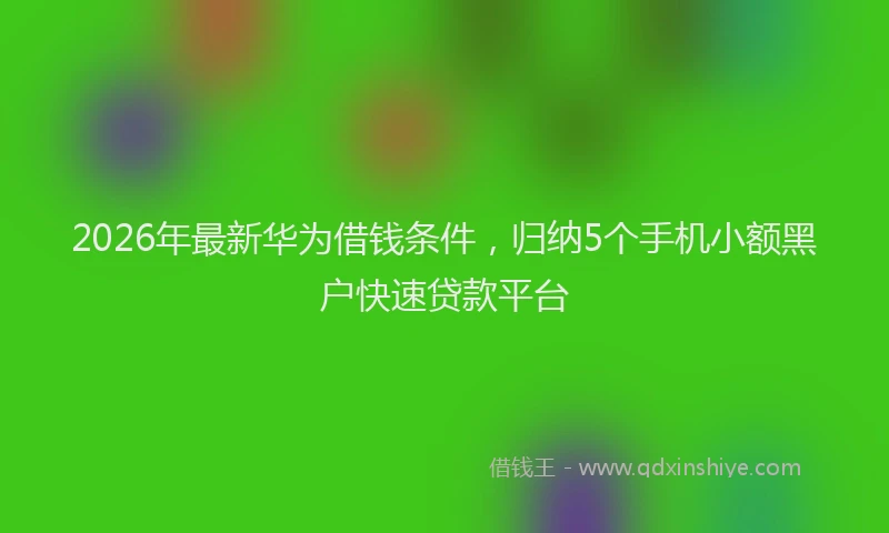 2026年最新华为借钱条件，归纳5个手机小额黑户快速贷款平台
