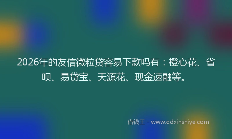 2026年的友信微粒贷容易下款吗有：橙心花、省呗、易贷宝、天源花、现金速融等。
