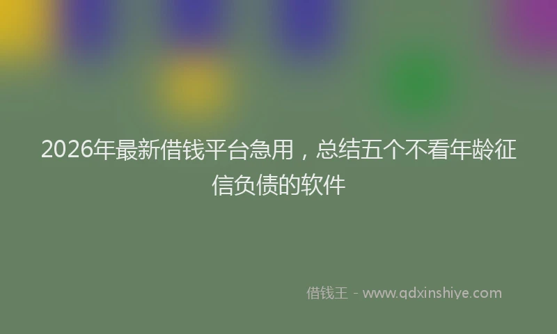 2026年最新借钱平台急用，总结五个不看年龄征信负债的软件