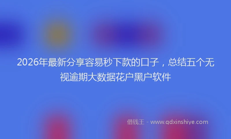 2026年最新分享容易秒下款的口子，总结五个无视逾期大数据花户黑户软件