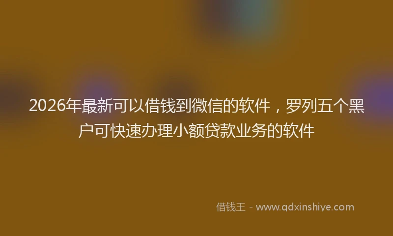 2026年最新可以借钱到微信的软件，罗列五个黑户可快速办理小额贷款业务的软件