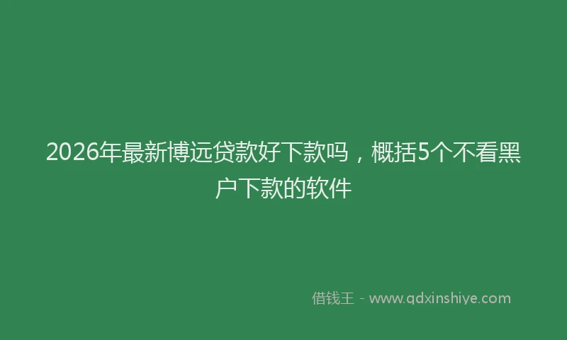 2026年最新博远贷款好下款吗,概括5个不看黑户下款的软件