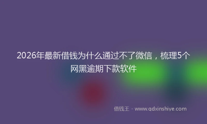 2026年最新借钱为什么通过不了微信，梳理5个网黑逾期下款软件