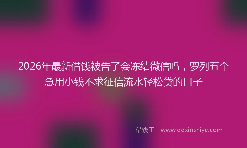 2026年最新借钱被告了会冻结微信吗，罗列五个急用小钱不求征信流水轻松贷的口子