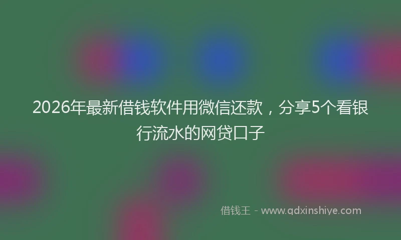 2026年最新借钱软件用微信还款，分享5个看银行流水的网贷口子