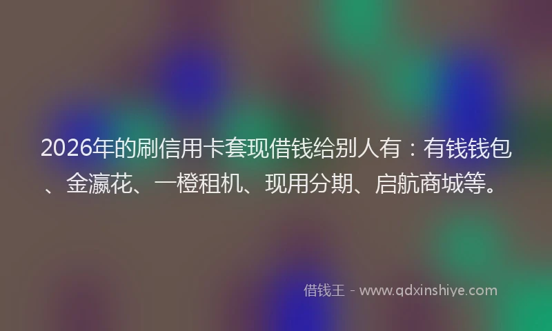 2026年的刷信用卡套现借钱给别人有：有钱钱包、金瀛花、一橙租机、现用分期、启航商城等。