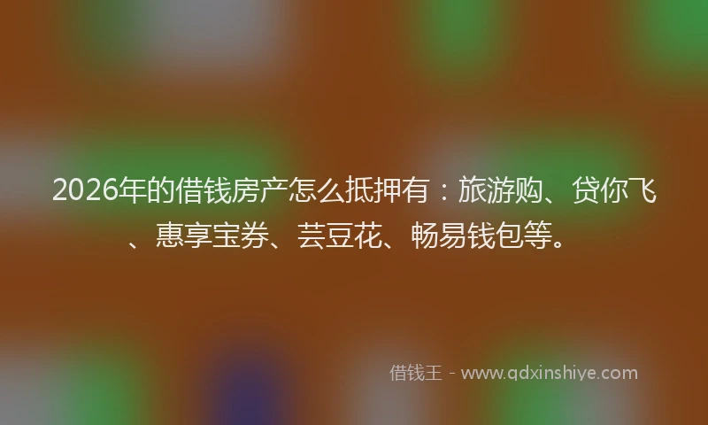 2026年的借钱房产怎么抵押有：旅游购、贷你飞、惠享宝券、芸豆花、畅易钱包等。