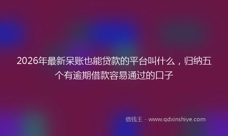 2026年最新呆账也能贷款的平台叫什么，归纳五个有逾期借款容易通过的口子