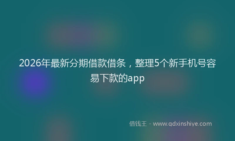 2026年最新分期借款借条,整理5个新手机号容易下款的app