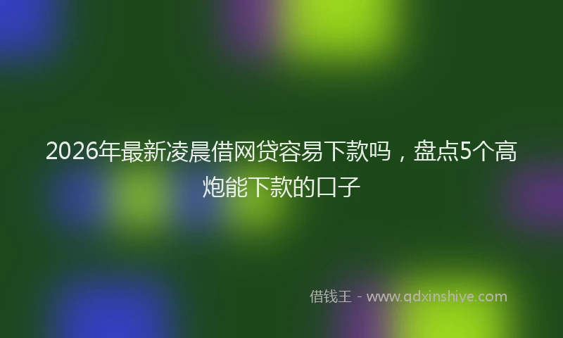 2026年最新凌晨借网贷容易下款吗，盘点5个高炮能下款的口子