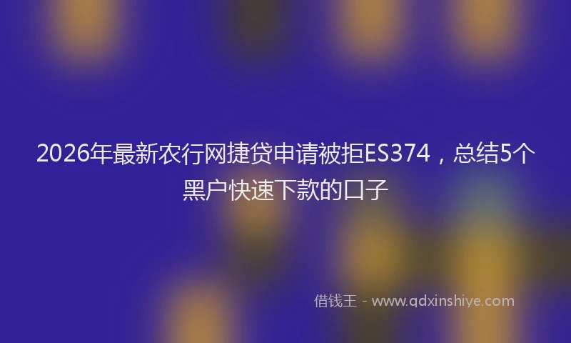 2026年最新农行网捷贷申请被拒ES374，总结5个黑户快速下款的口子