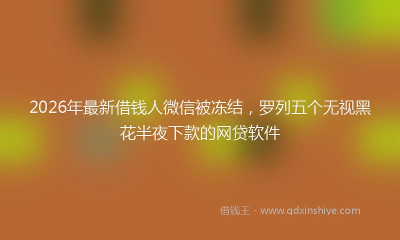 2026年最新借钱人微信被冻结,罗列五个无视黑花半夜下款的网贷软件