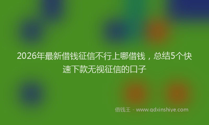 2026年最新借钱征信不行上哪借钱，总结5个快速下款无视征信的口子