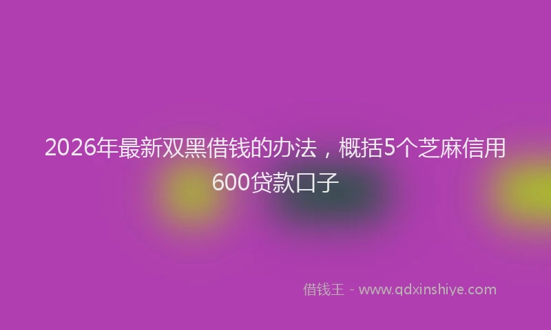 2026年最新双黑借钱的办法,概括5个芝麻信用600贷款口子