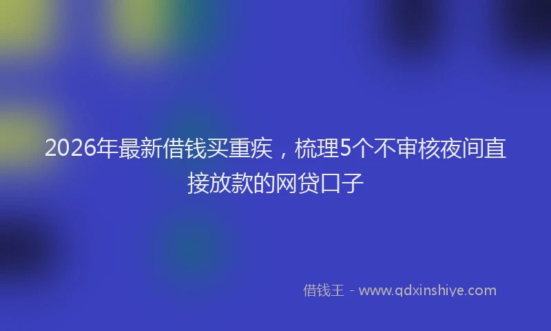 2026年最新借钱买重疾,梳理5个不审核夜间直接放款的网贷口子