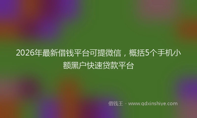 2026年最新借钱平台可提微信,概括5个手机小额黑户快速贷款平台