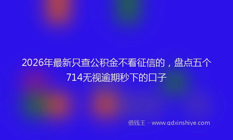 2026年最新只查公积金不看征信的,盘点五个714无视逾期秒下的口子