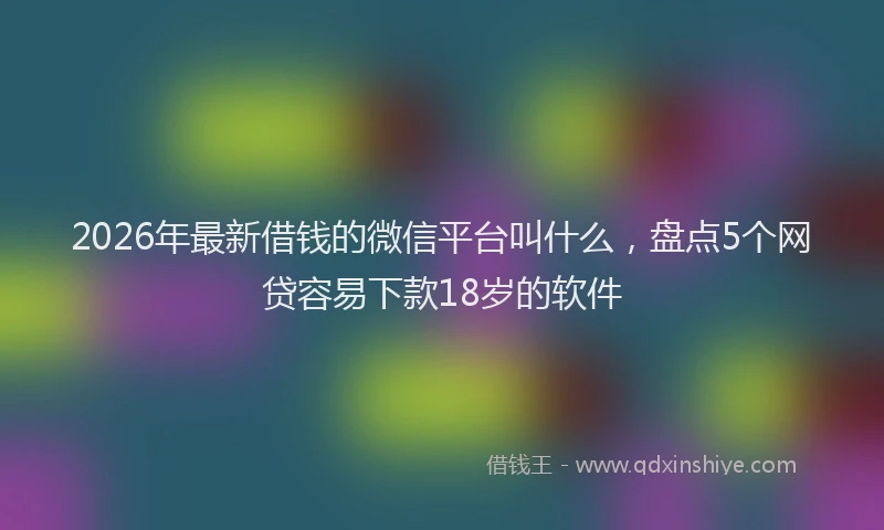 2026年最新借钱的微信平台叫什么，盘点5个网贷容易下款18岁的软件