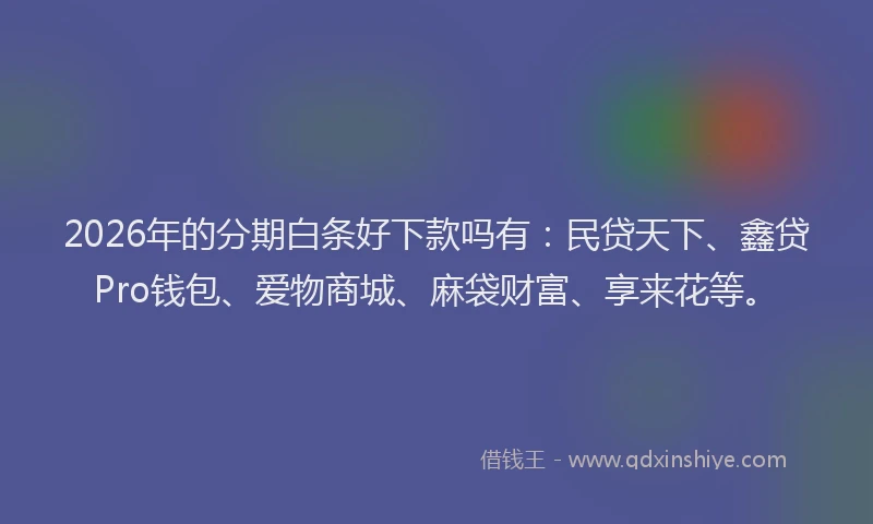 2026年的分期白条好下款吗有：民贷天下、鑫贷Pro钱包、爱物商城、麻袋财富、享来花等。