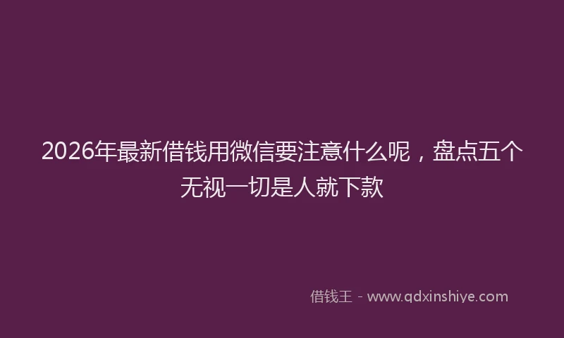 2026年最新借钱用微信要注意什么呢，盘点五个无视一切是人就下款