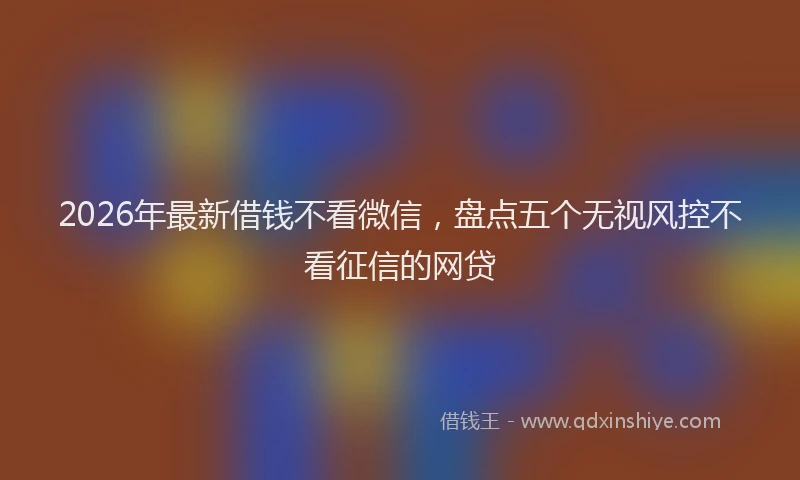 2026年最新借钱不看微信，盘点五个无视风控不看征信的网贷