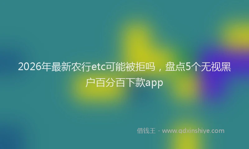 2026年最新农行etc可能被拒吗,盘点5个无视黑户百分百下款app
