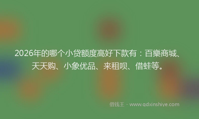 2026年的哪个小贷额度高好下款有:百樂商城、天天购、小象优品、来租呗、借蛙等。
