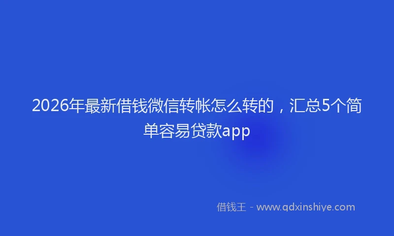 2026年最新借钱微信转帐怎么转的，汇总5个简单容易贷款app