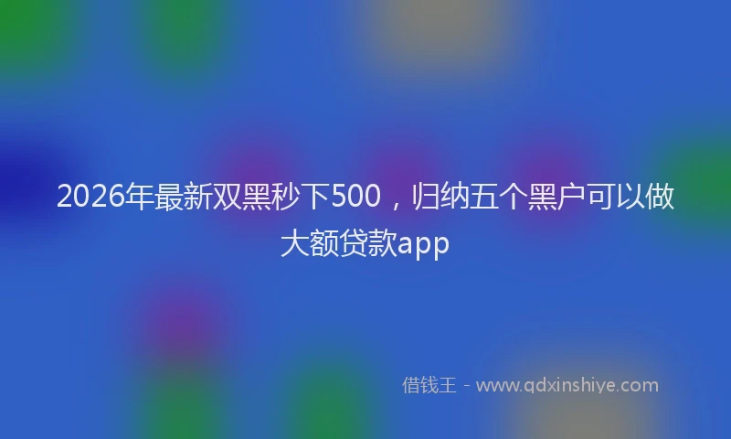 2026年最新双黑秒下500,归纳五个黑户可以做大额贷款app