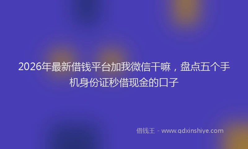 2026年最新借钱平台加我微信干嘛,盘点五个手机身份证秒借现金的口子