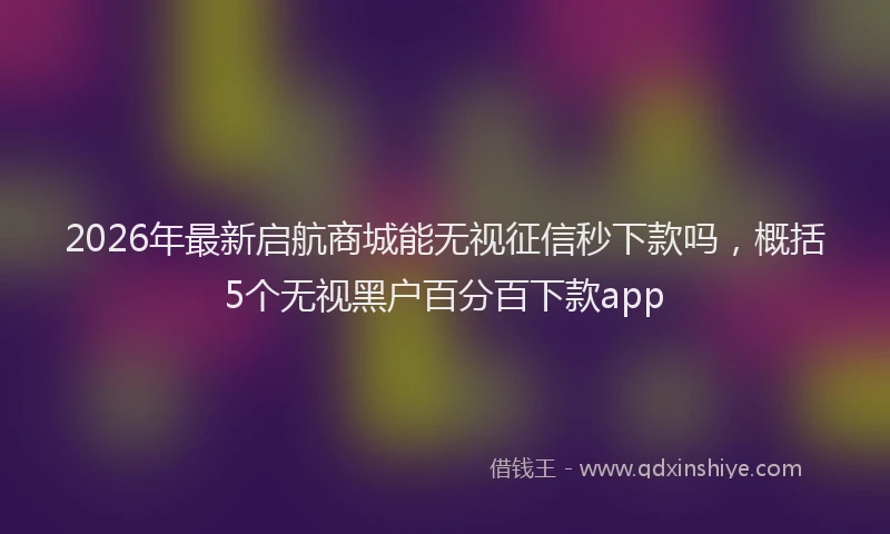 2026年最新启航商城能无视征信秒下款吗，概括5个无视黑户百分百下款app