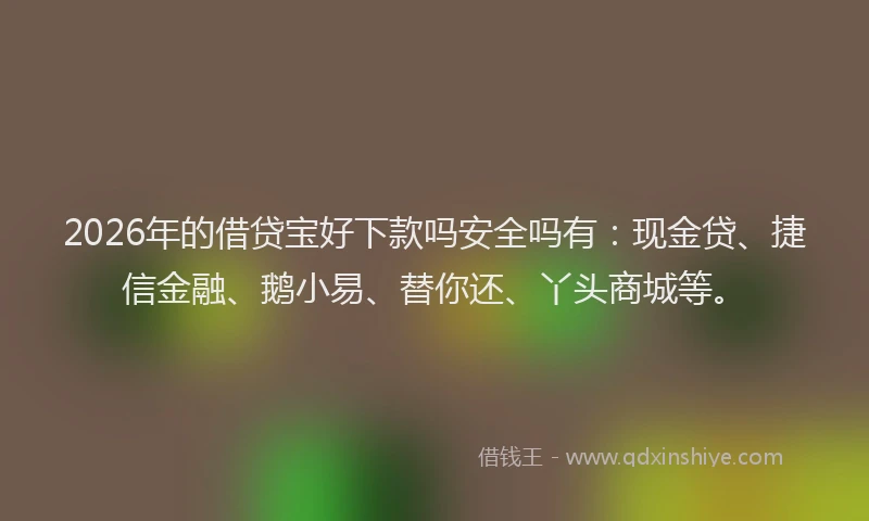 2026年的借贷宝好下款吗安全吗有：现金贷、捷信金融、鹅小易、替你还、丫头商城等。