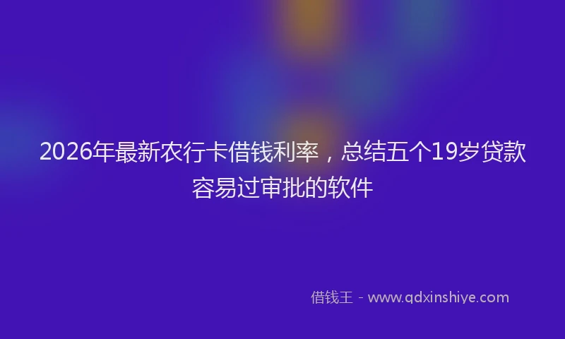 2026年最新农行卡借钱利率，总结五个19岁贷款容易过审批的软件