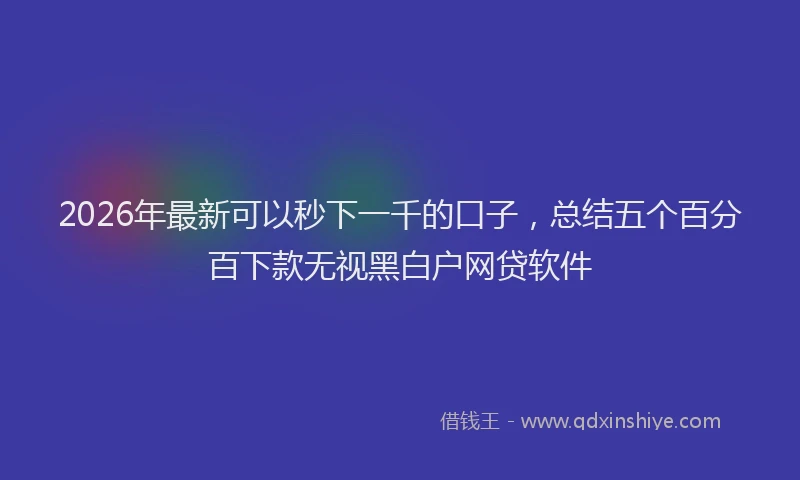 2026年最新可以秒下一千的口子,总结五个百分百下款无视黑白户网贷软件