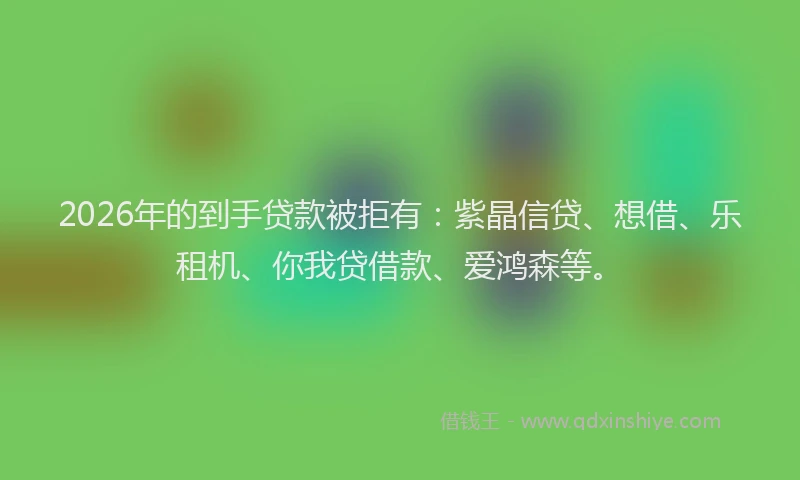 2026年的到手贷款被拒有：紫晶信贷、想借、乐租机、你我贷借款、爱鸿森等。